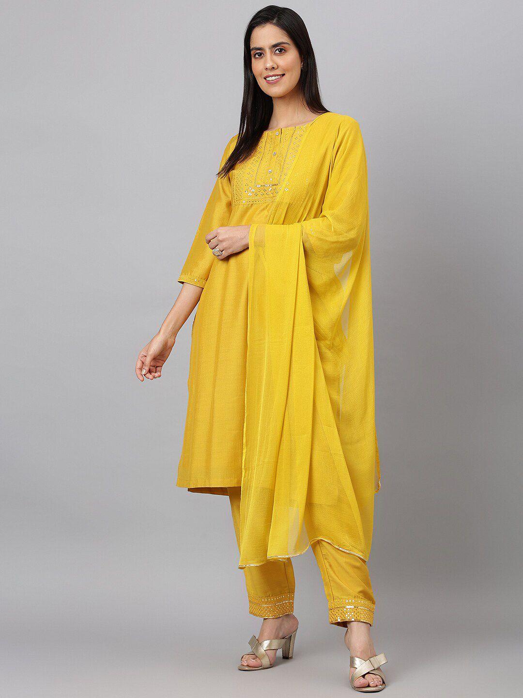 meesan women sequinned kurta with trousers & dupatta