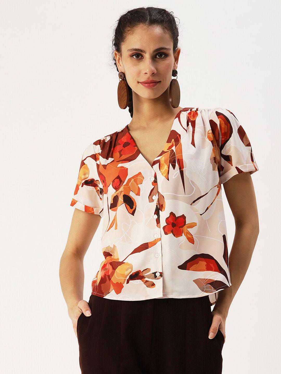 dressberry floral print crepe shirt style top