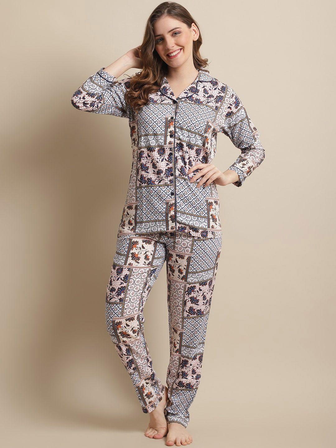 claura women printed night suit