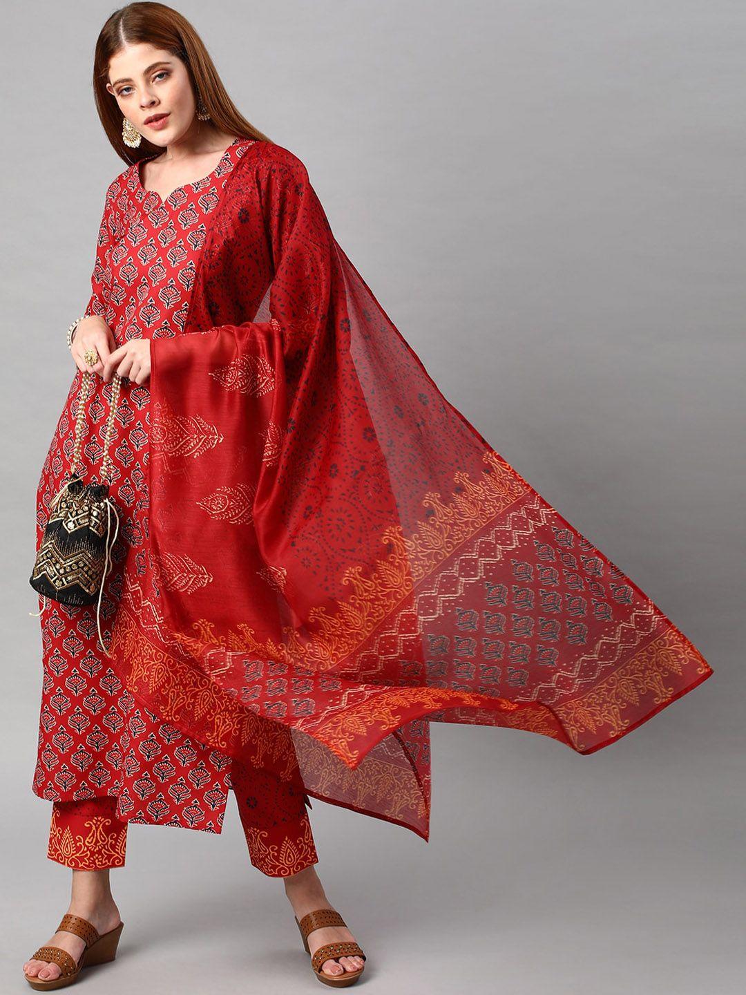 kalini women floral printed kurta with trousers & dupatta