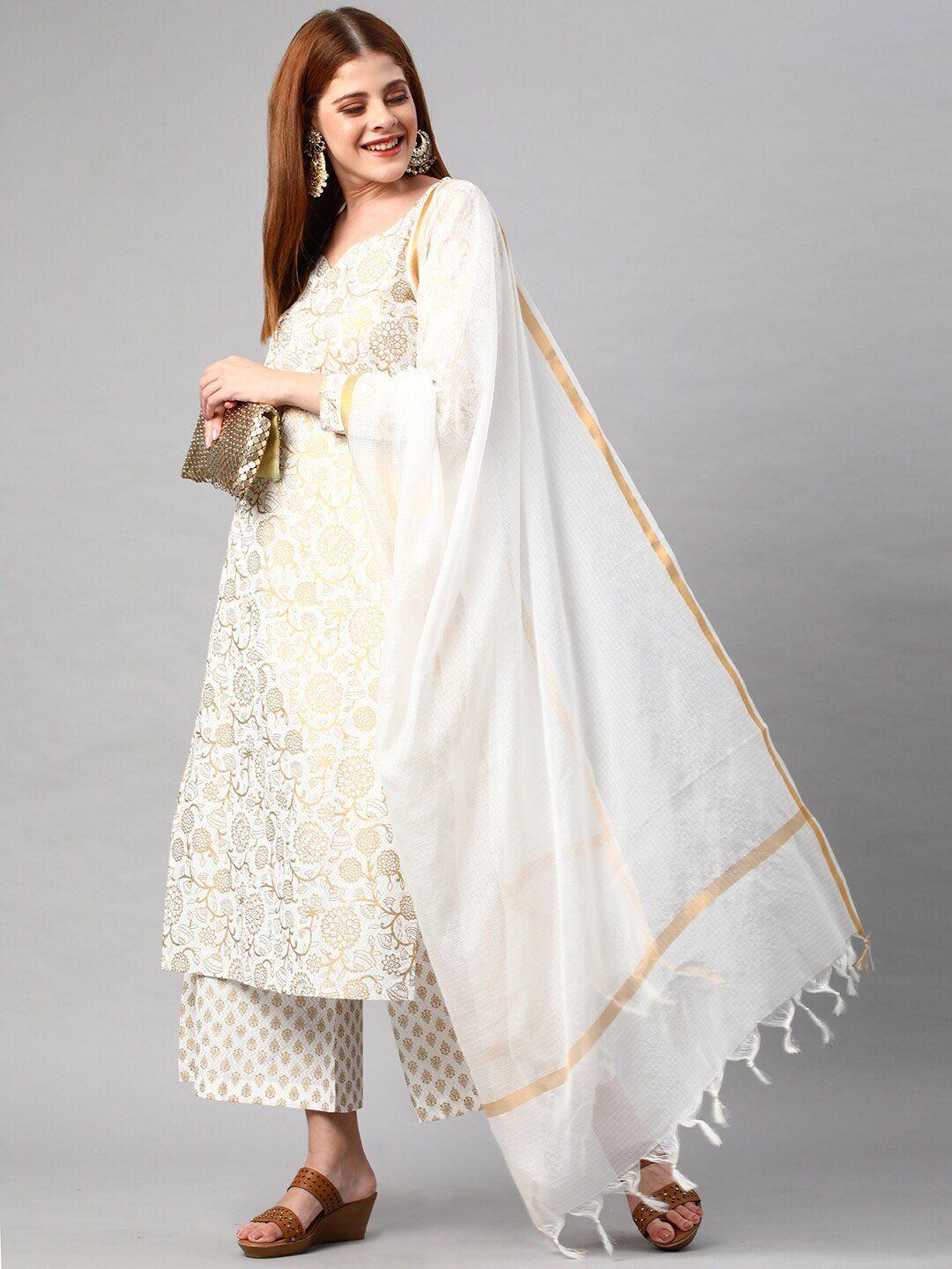 kalini women ethnic motifs printed kurta with palazzos & dupatta