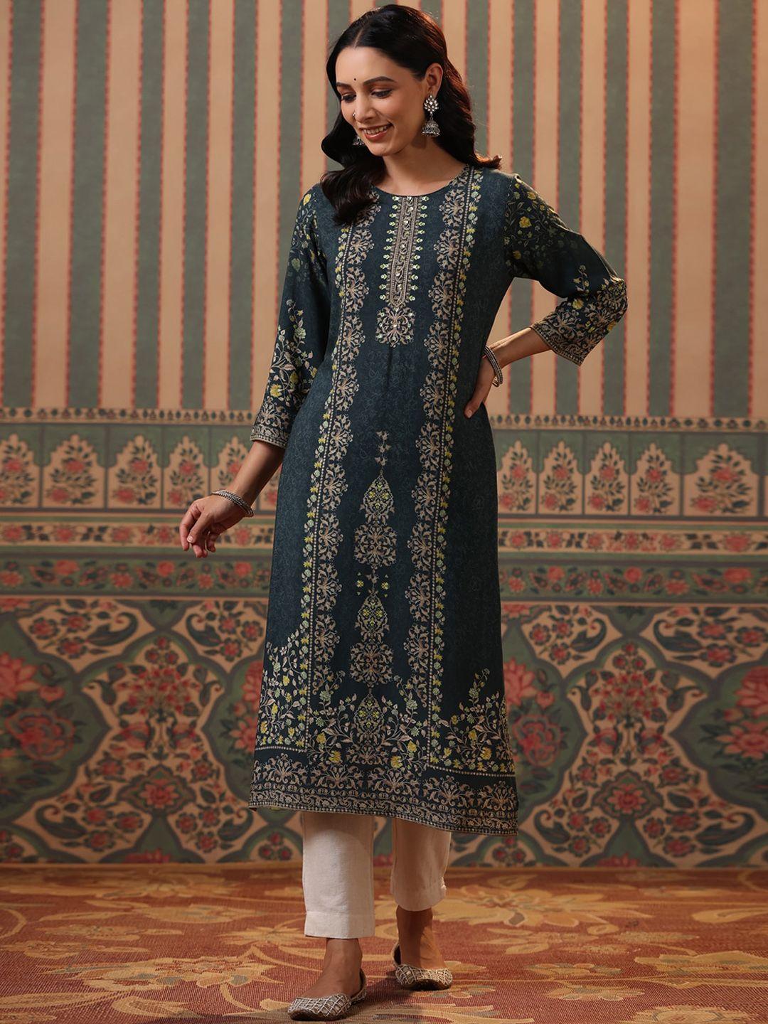 rain & rainbow ethnic motifs printed kurta