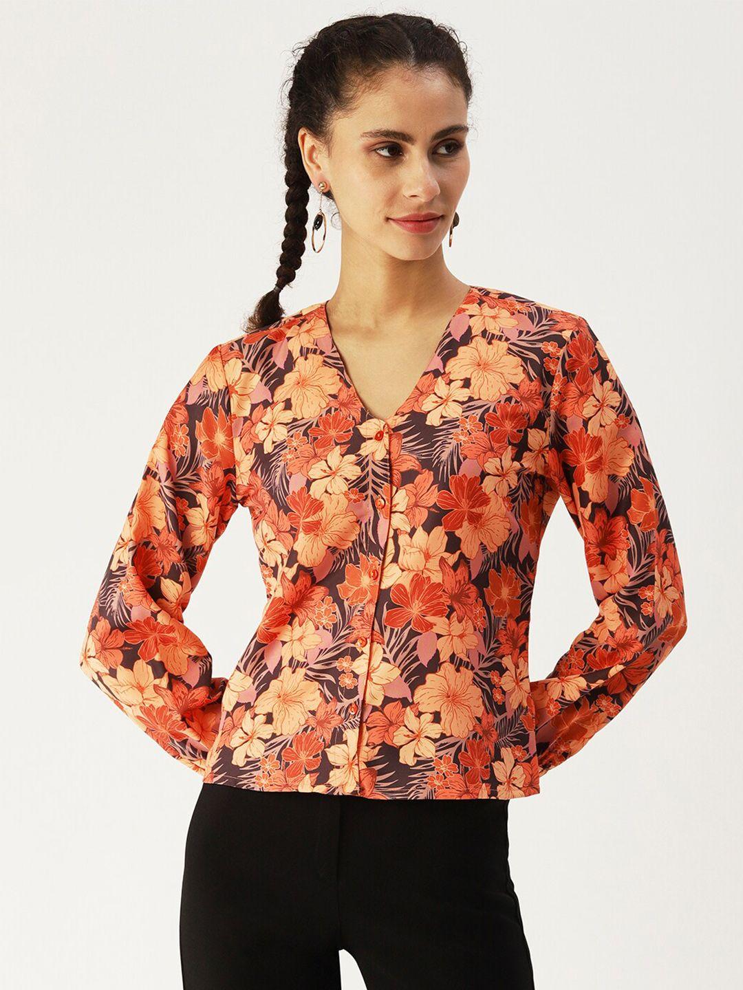 dressberry orange floral print top