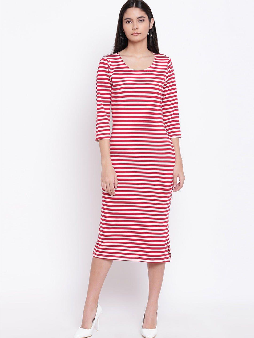 rivi striped bodycon midi dress