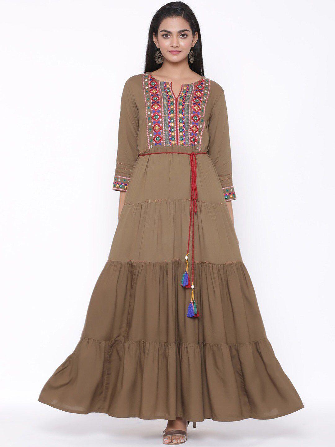 fabglobal geometric embroidered maxi dress