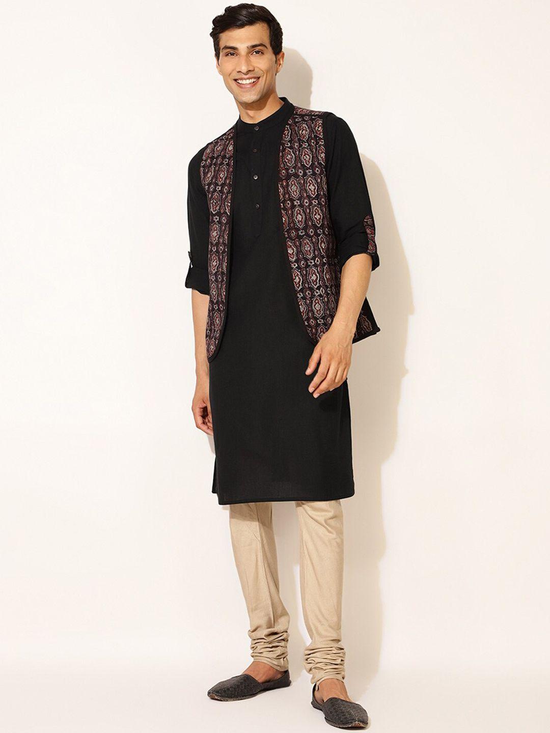 fabindia men printed pure cotton kurta with churidar