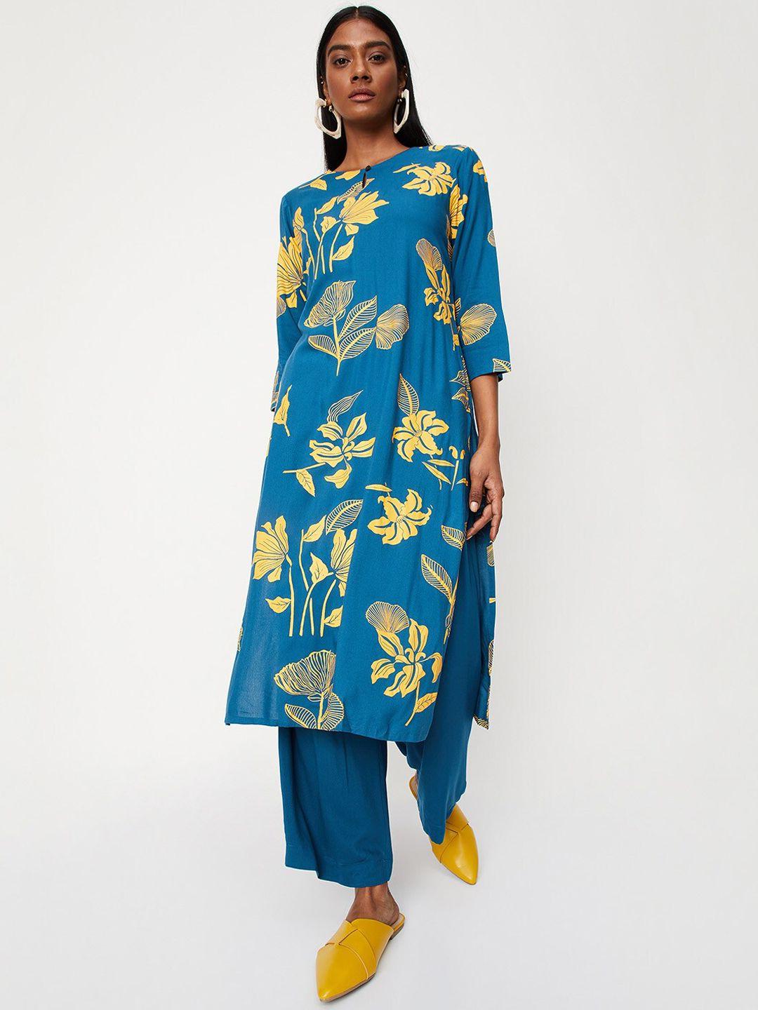 max floral printed kurta with palazzos