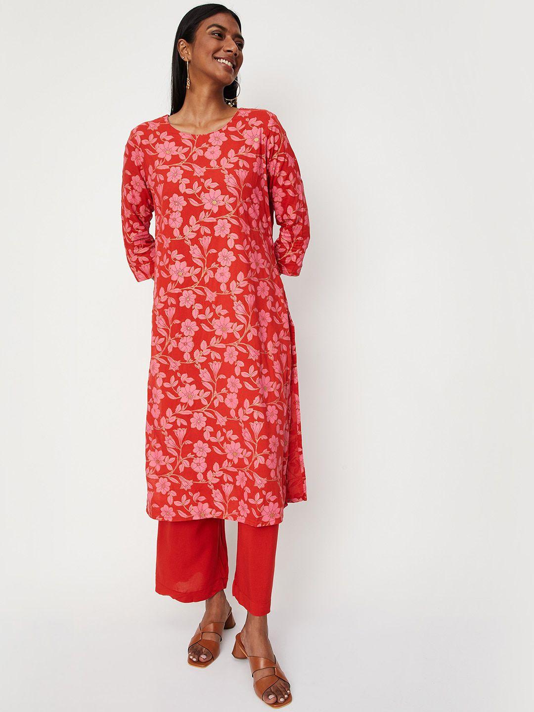 max floral printed kurta with palazzos