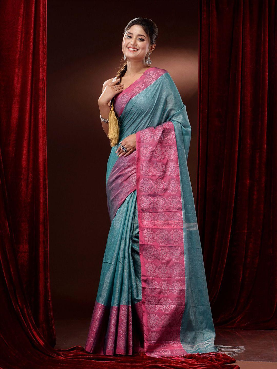 charukriti cotton blend zari saree