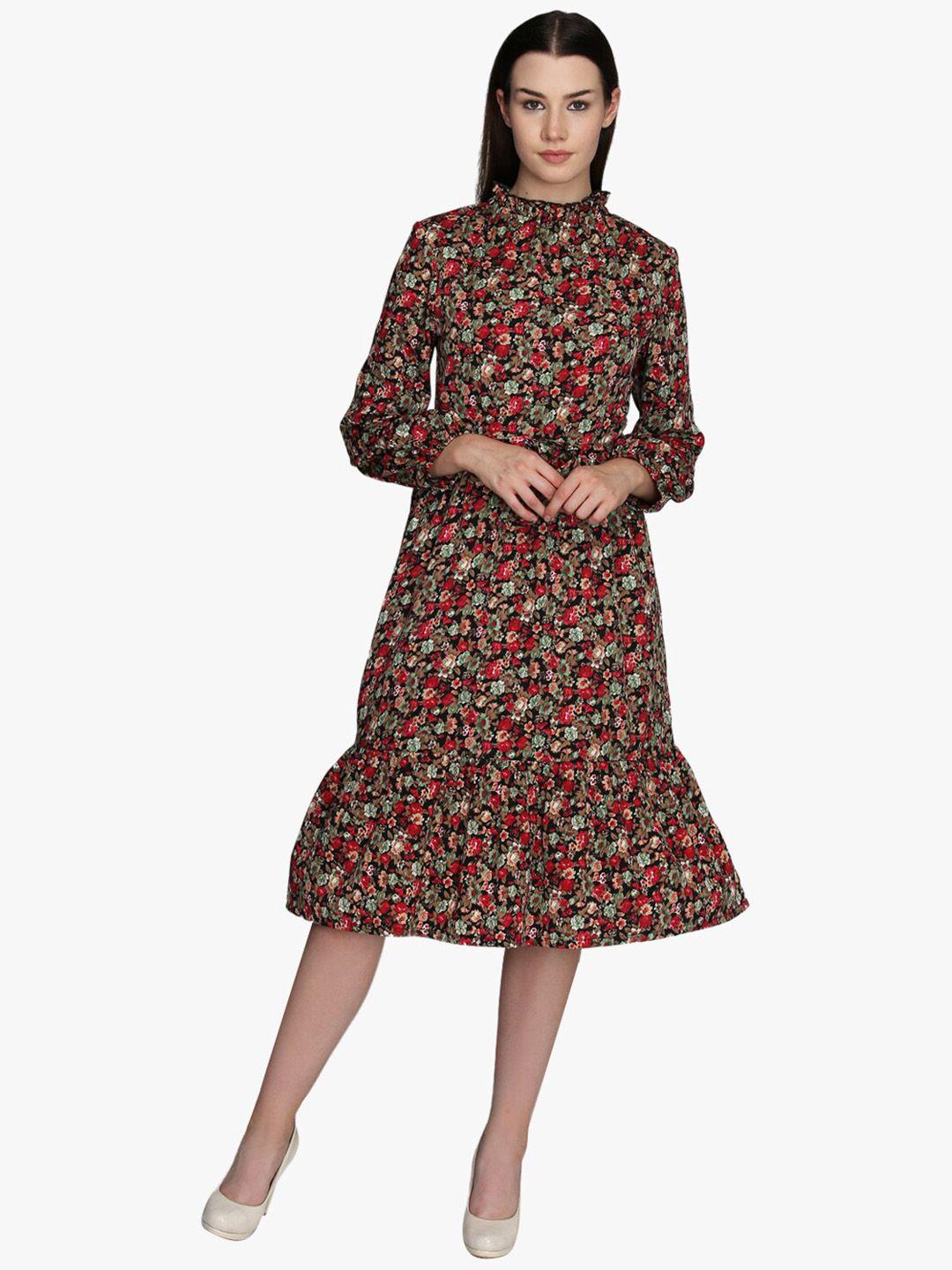 dodo & moa floral printed crepe midi dress