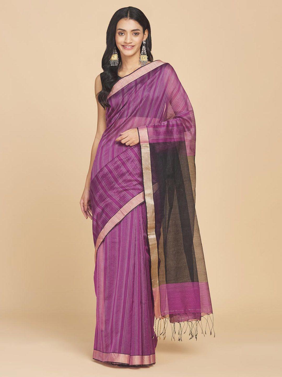 fabindia  striped zari silk cotton saree