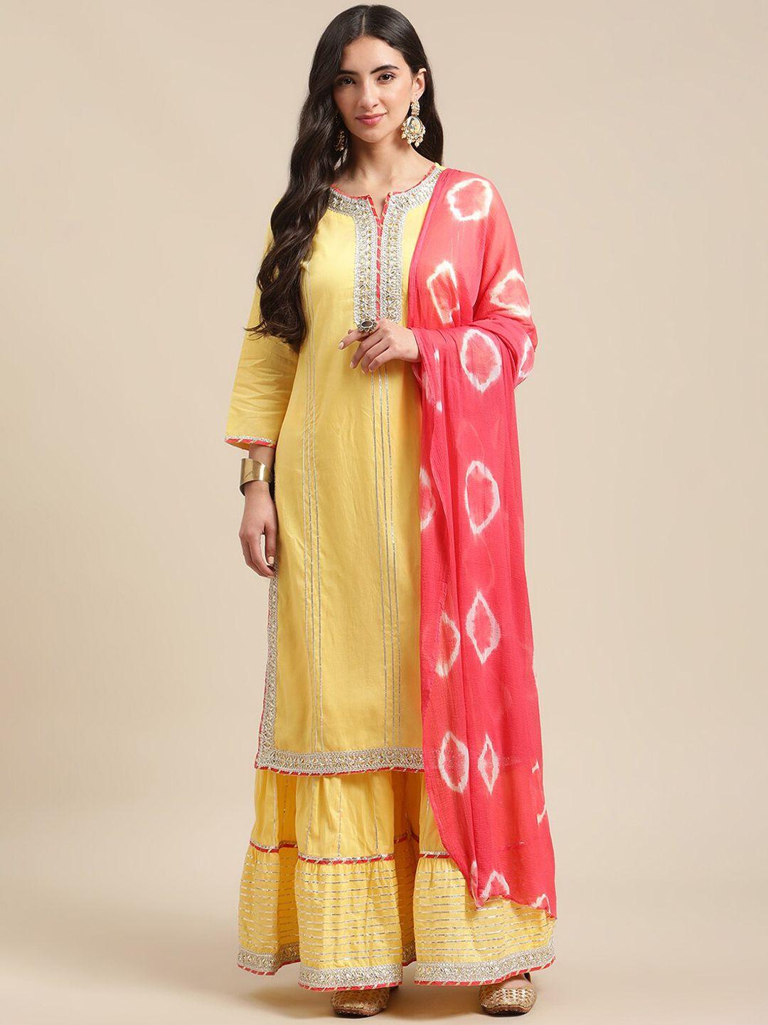 ksut pure cotton kurta with sharara & with dupatta