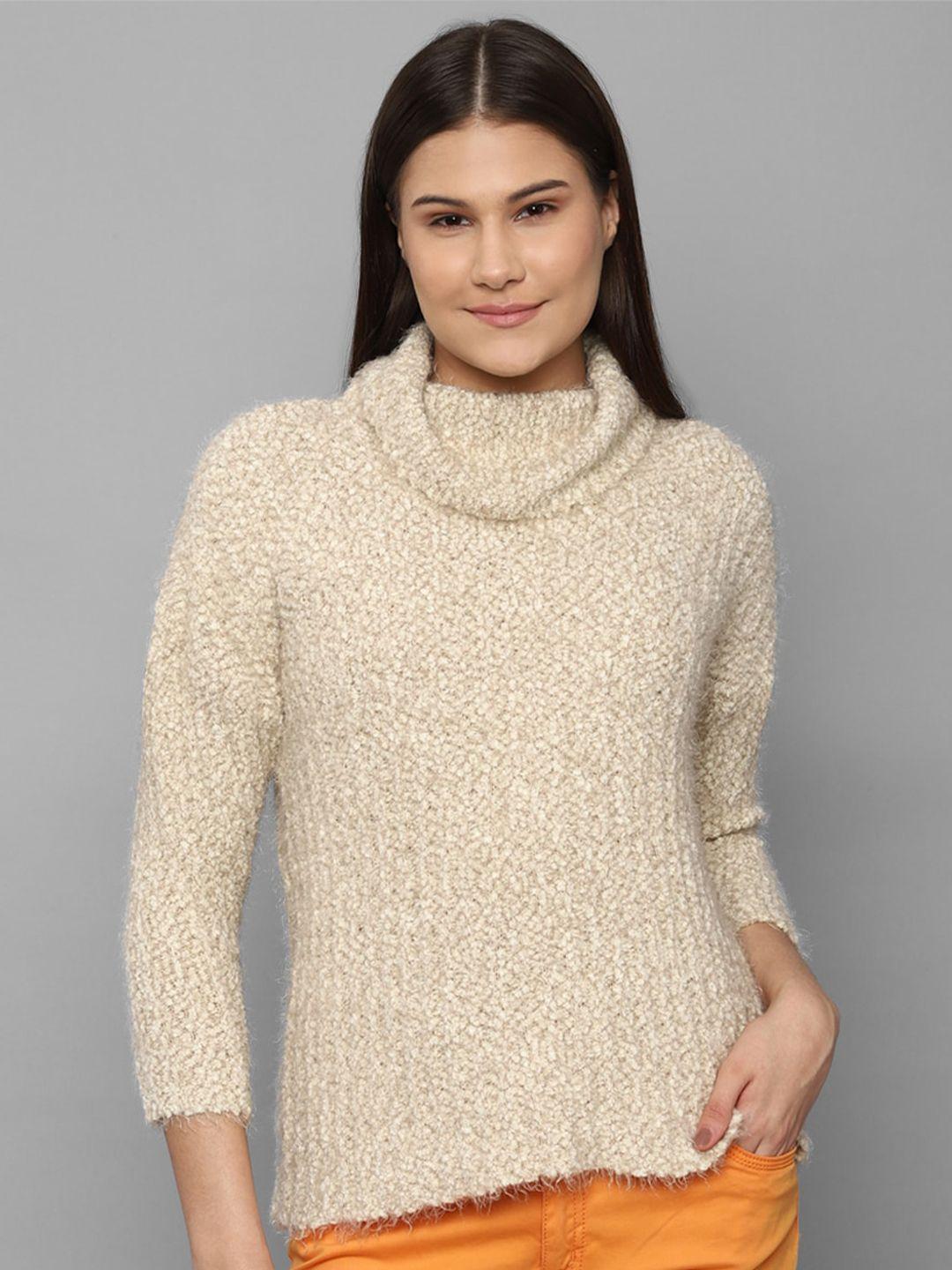 allen solly woman turtle neck cable knit acrylic pullover