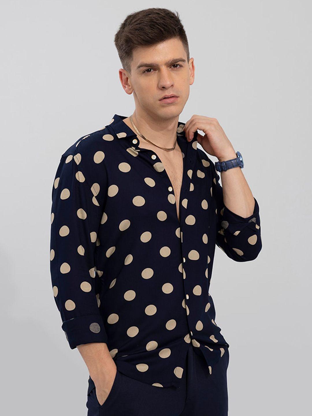 snitch men slim fit printed casual shirt