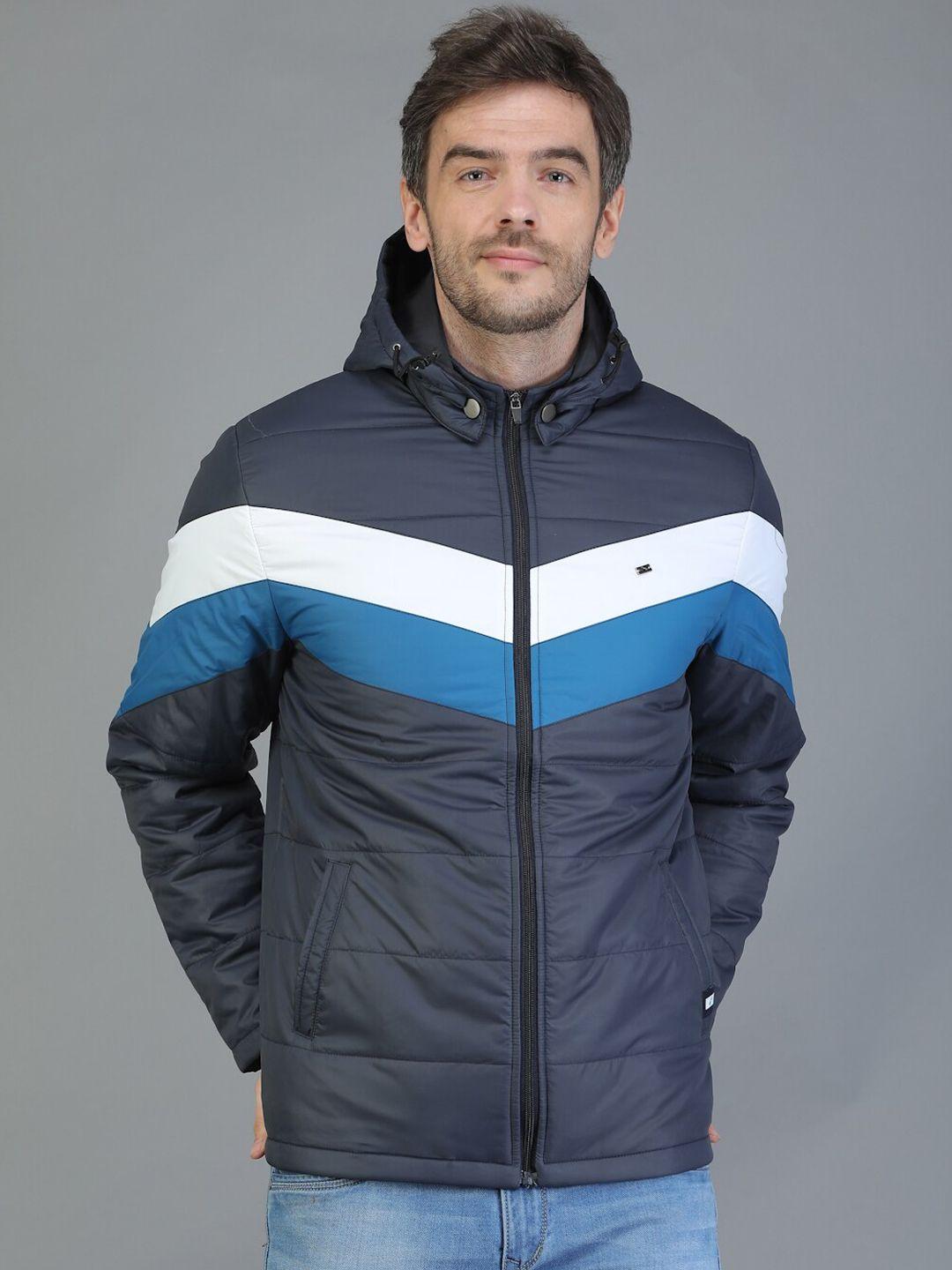 tqs men striped windcheater and water resistant puffer jacket