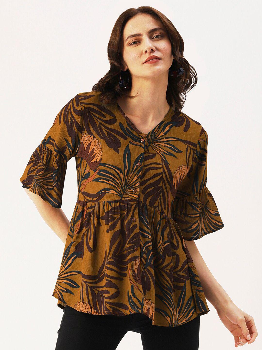 dressberry brown print crepe top