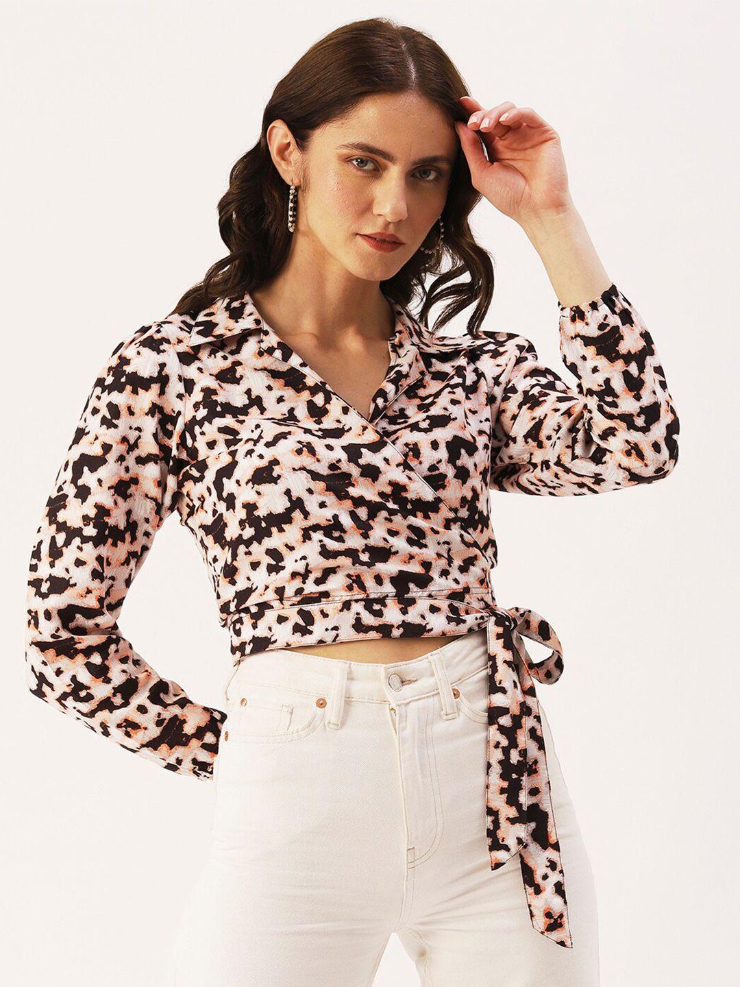 dressberry women animal print wrap crop top