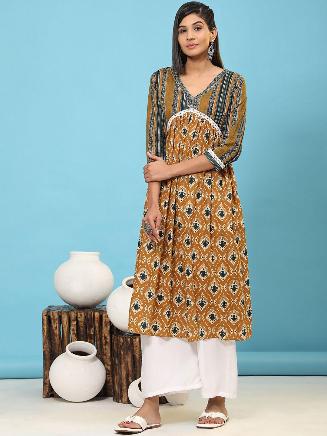 vbuyz women ethnic motifs printed cotton kurta