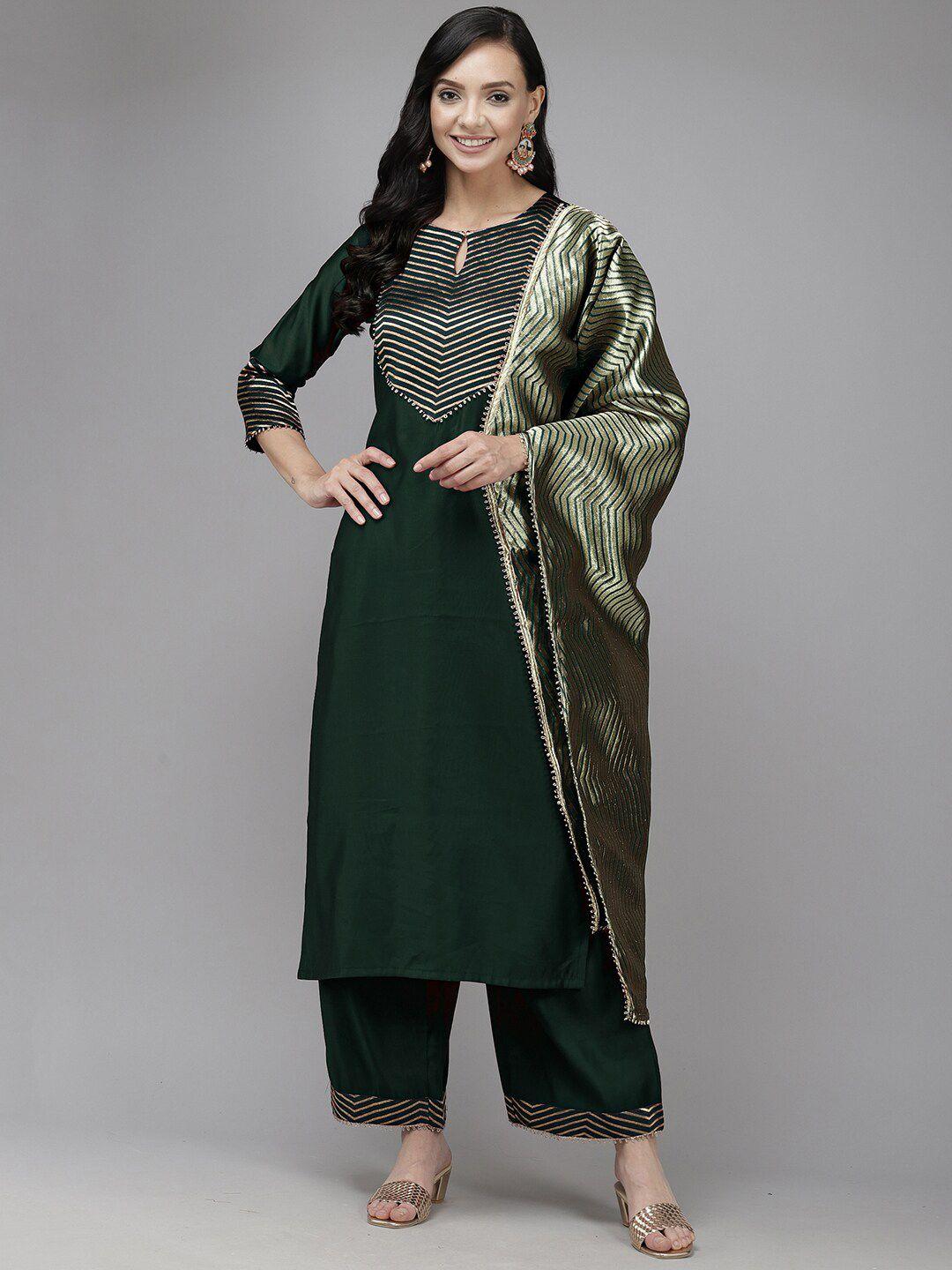 indo era women yoke design kurta with palazzos & with dupatta