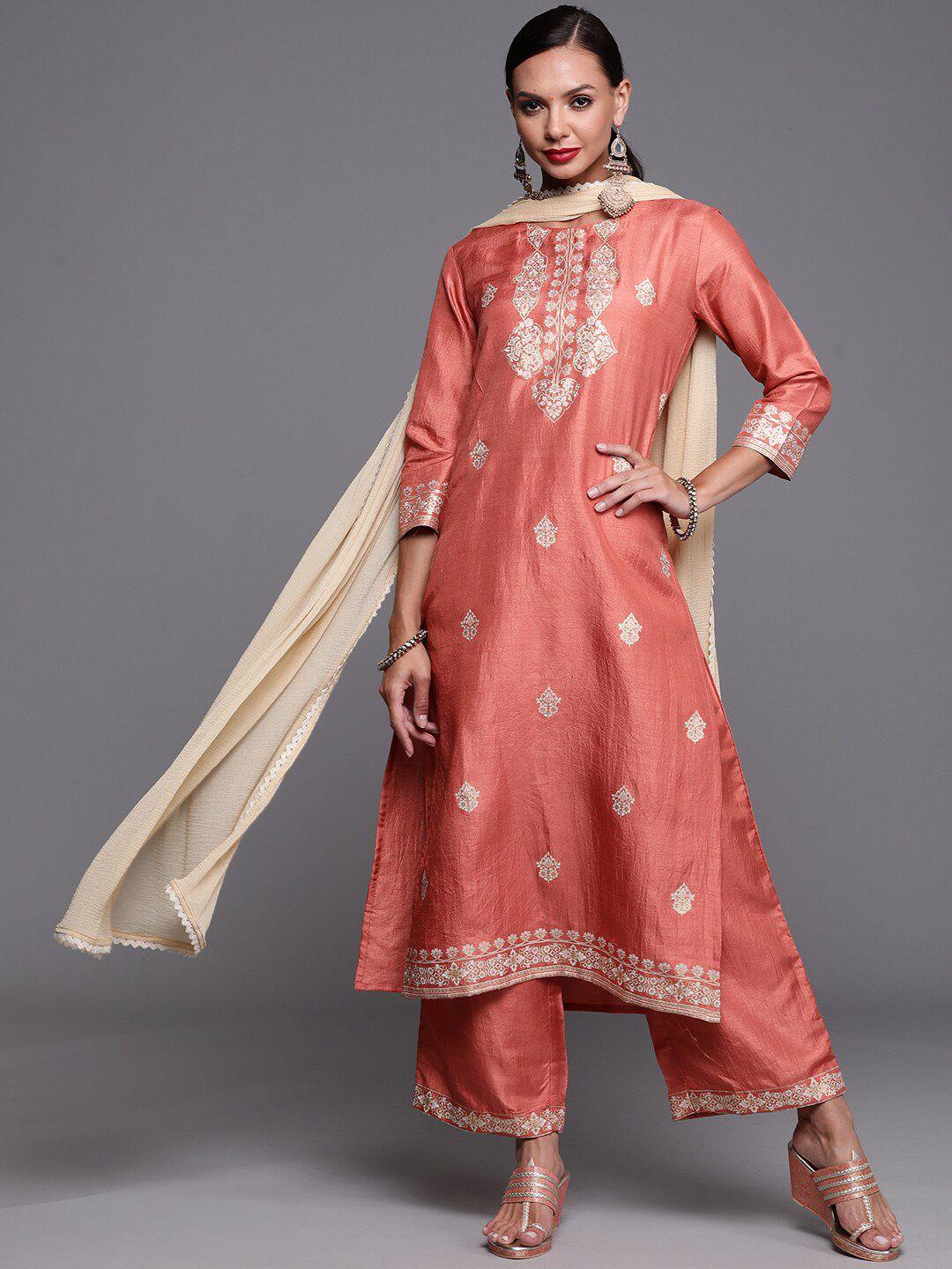 indo era women ethnic printed kurta with palazzos & dupatta