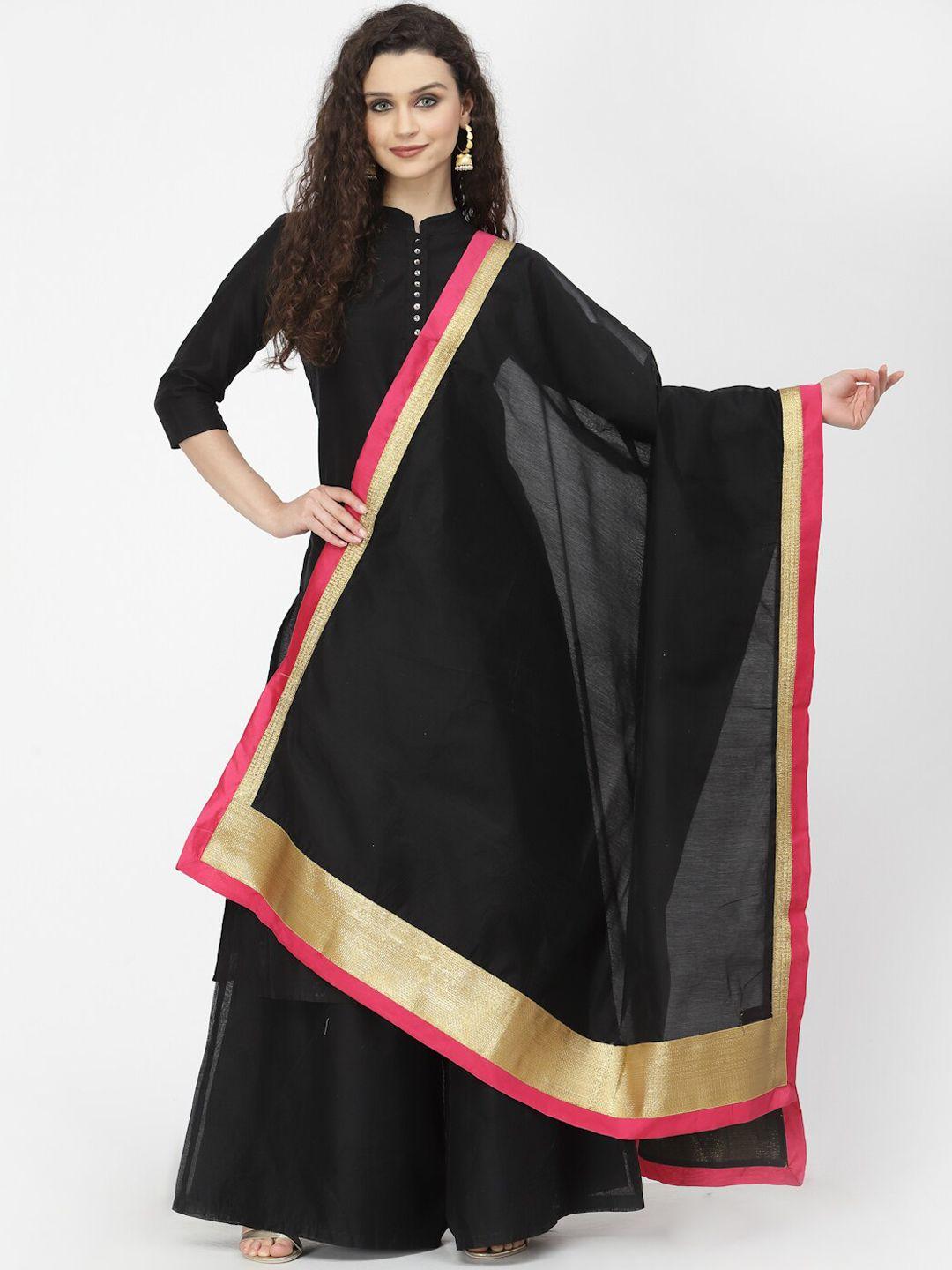 desi weavess women black chanderi silk kurta with palazzos & with dupatta