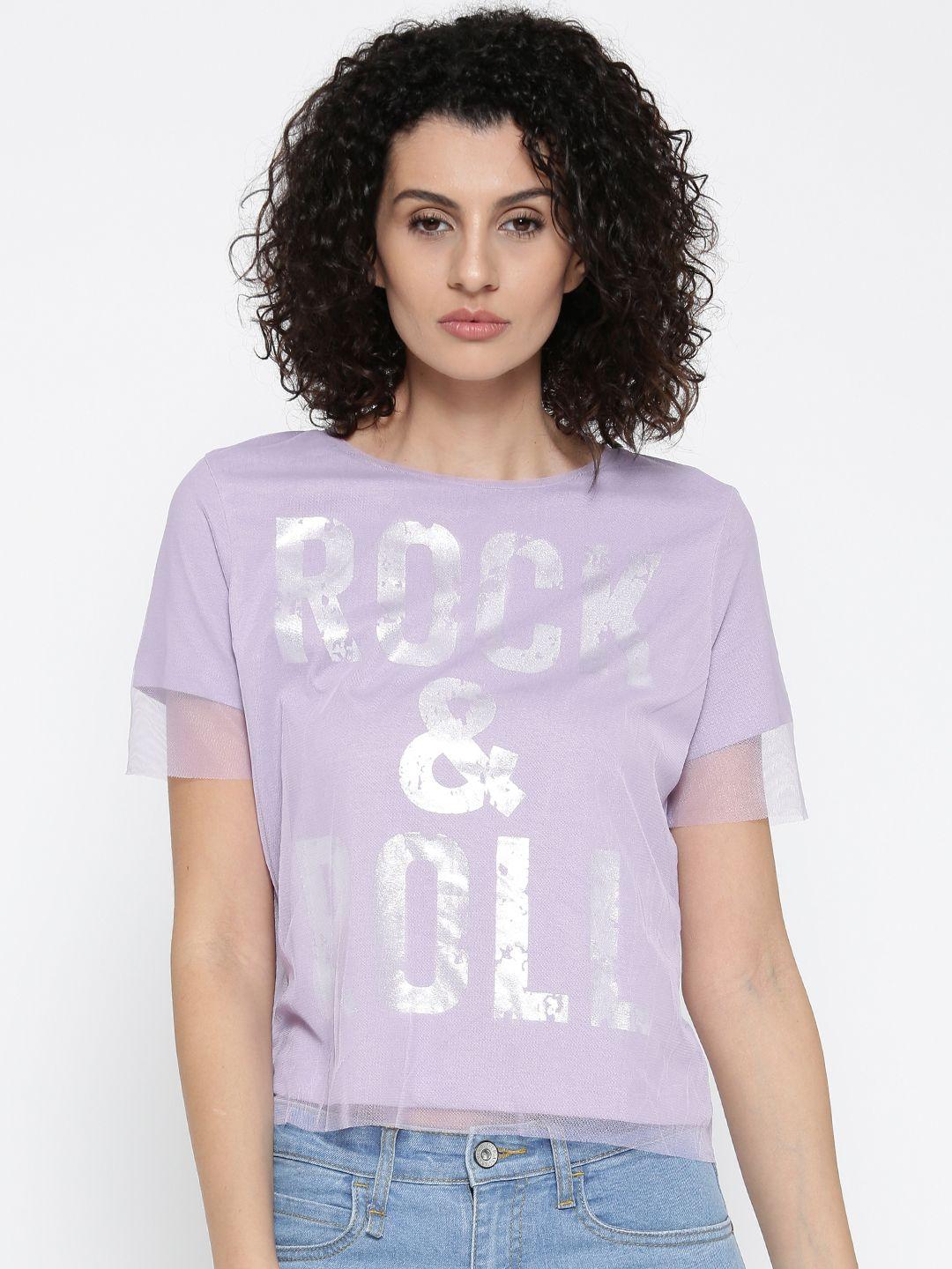 only women lavender printed layered top