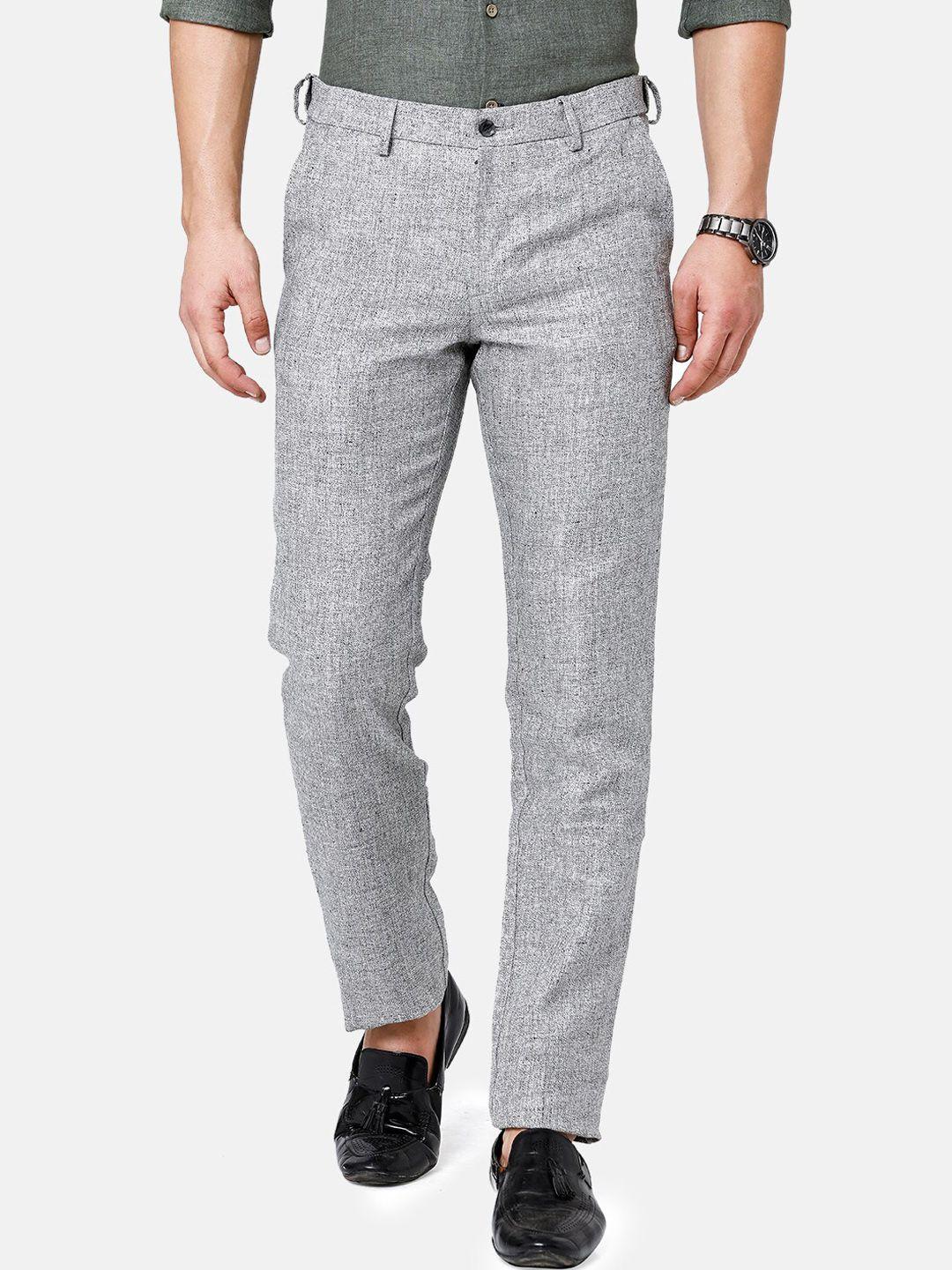 linen club men textured slim fit regular trouser