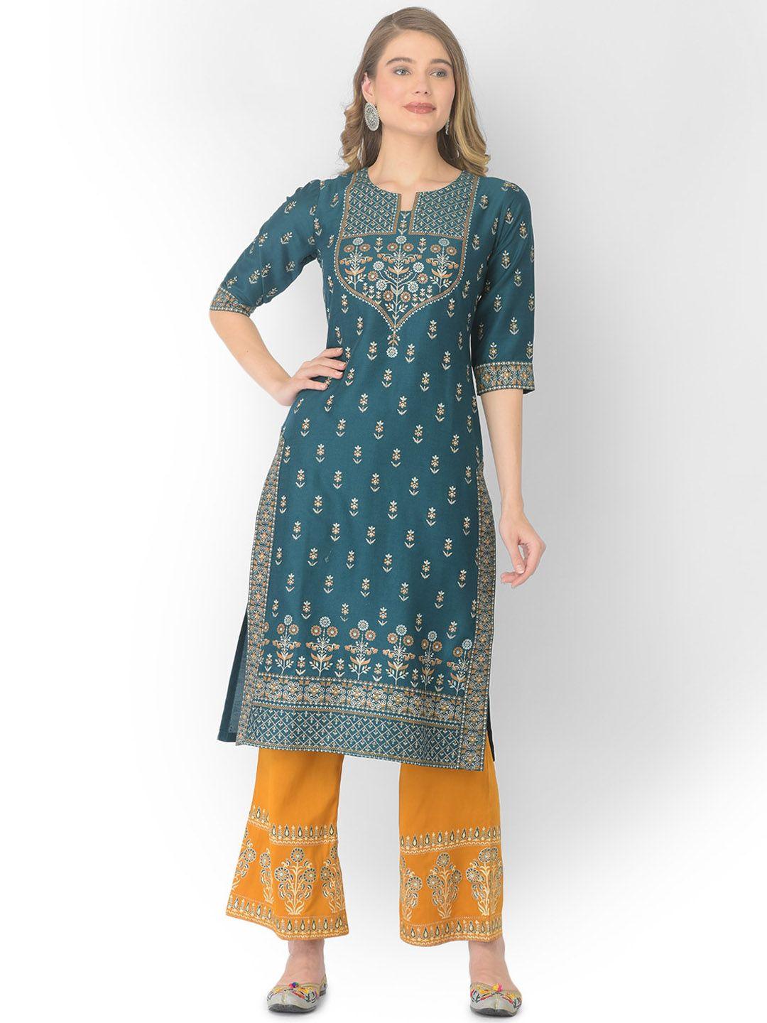 v tradition women ethnic motifs printed kurta with palazzos