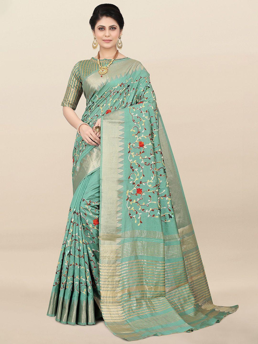 serona fabrics floral embroidered silk cotton mysore silk saree