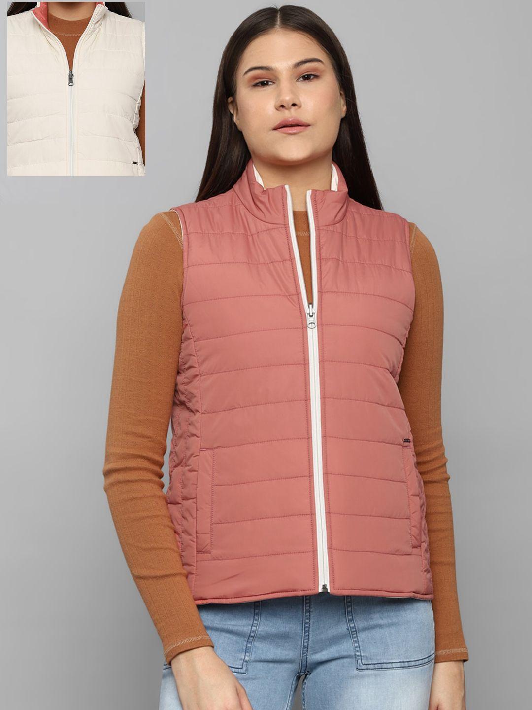 allen solly woman stand collar sleeveless cotton puffer jacket