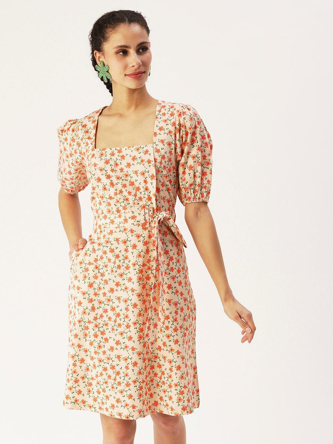 dressberry peach-coloured floral dress