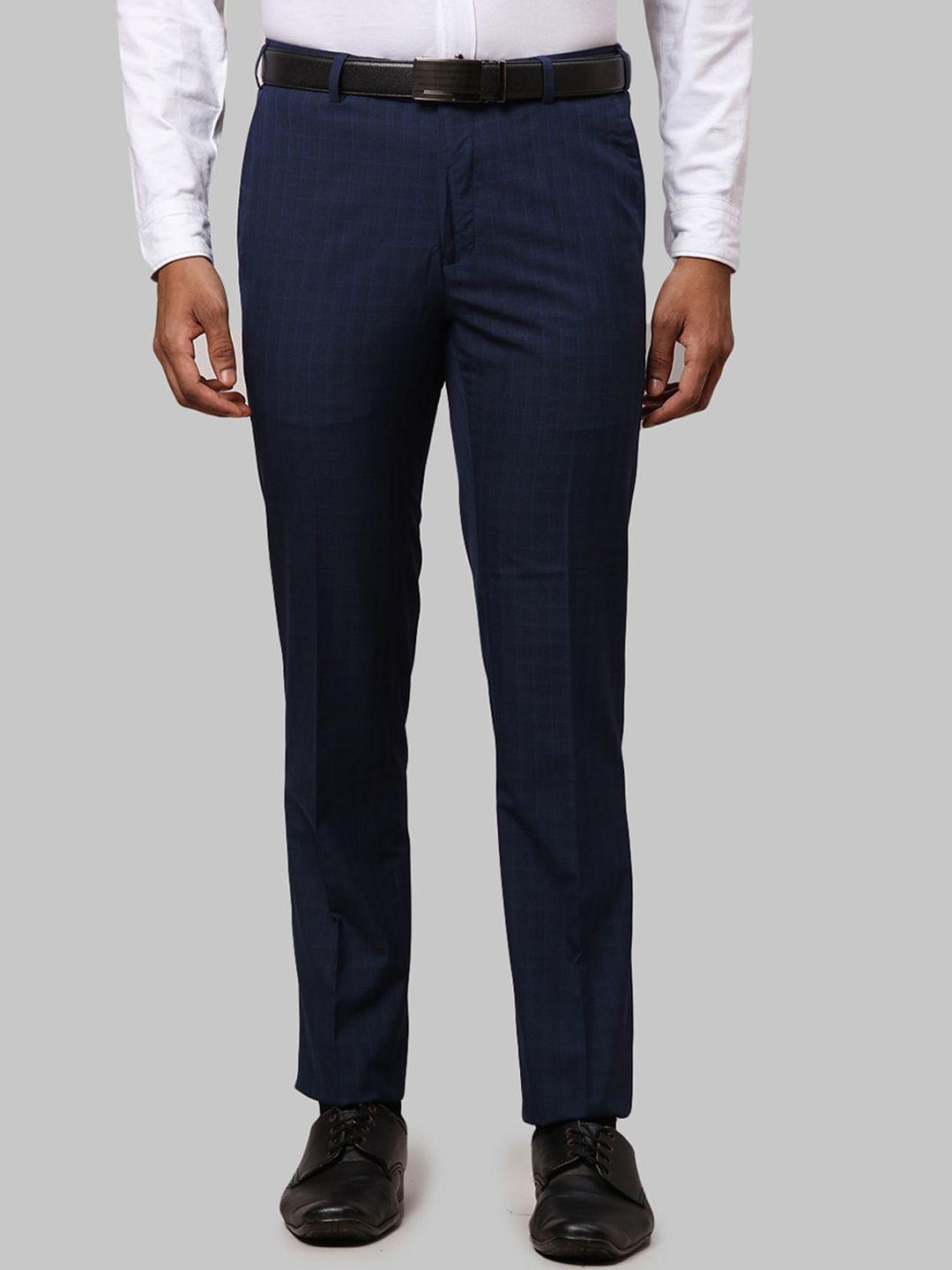 raymond men checked slim fit trousers