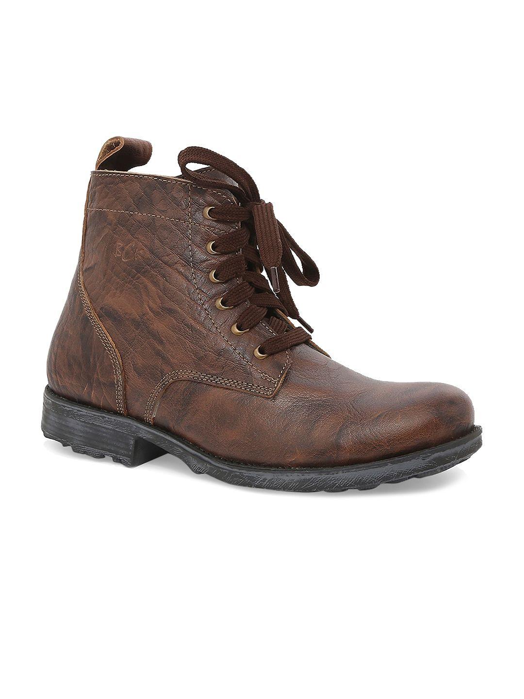 buckaroo men textured leather block biker boots