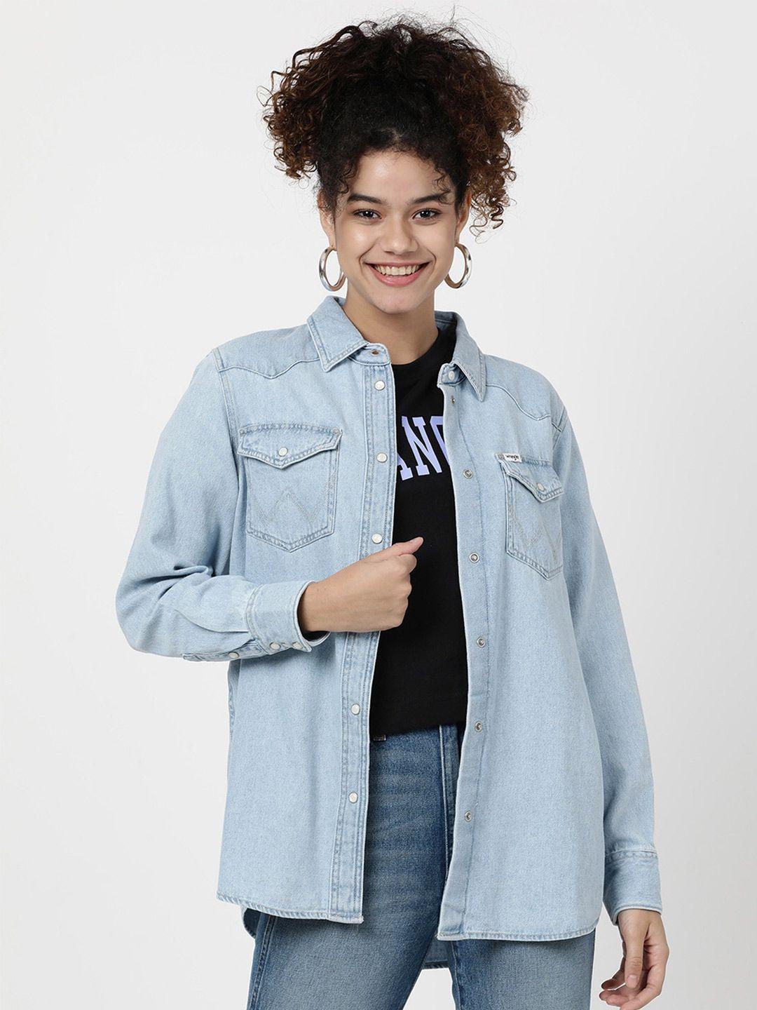 wrangler women casual denim shirt