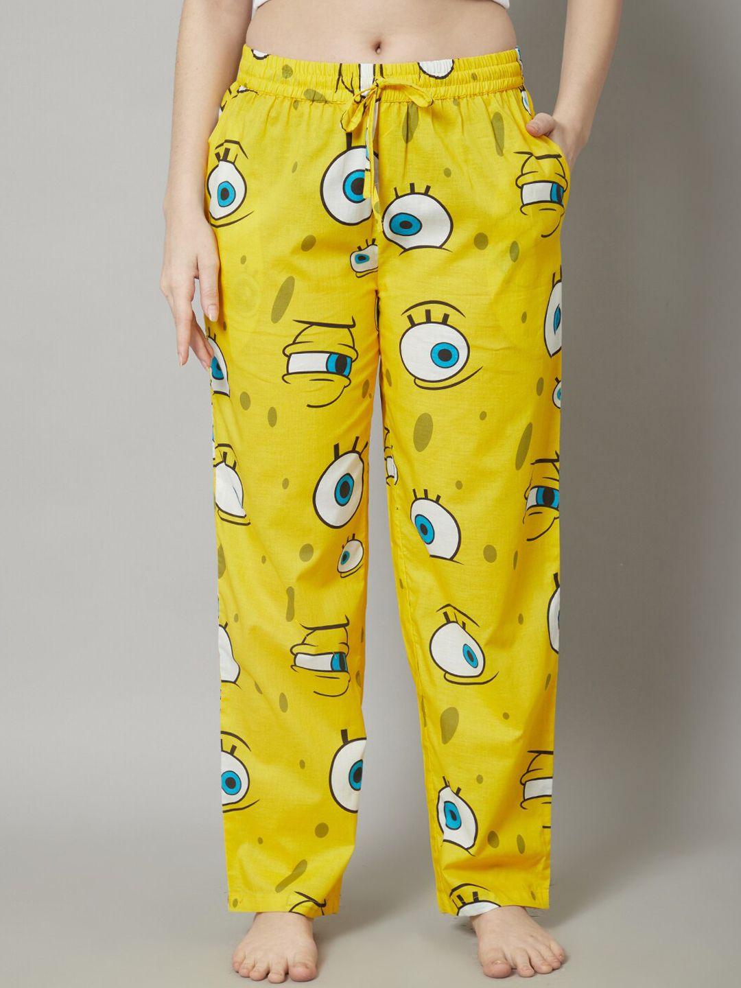 shararat women all eyes on spongebob printed cotton lounge pants