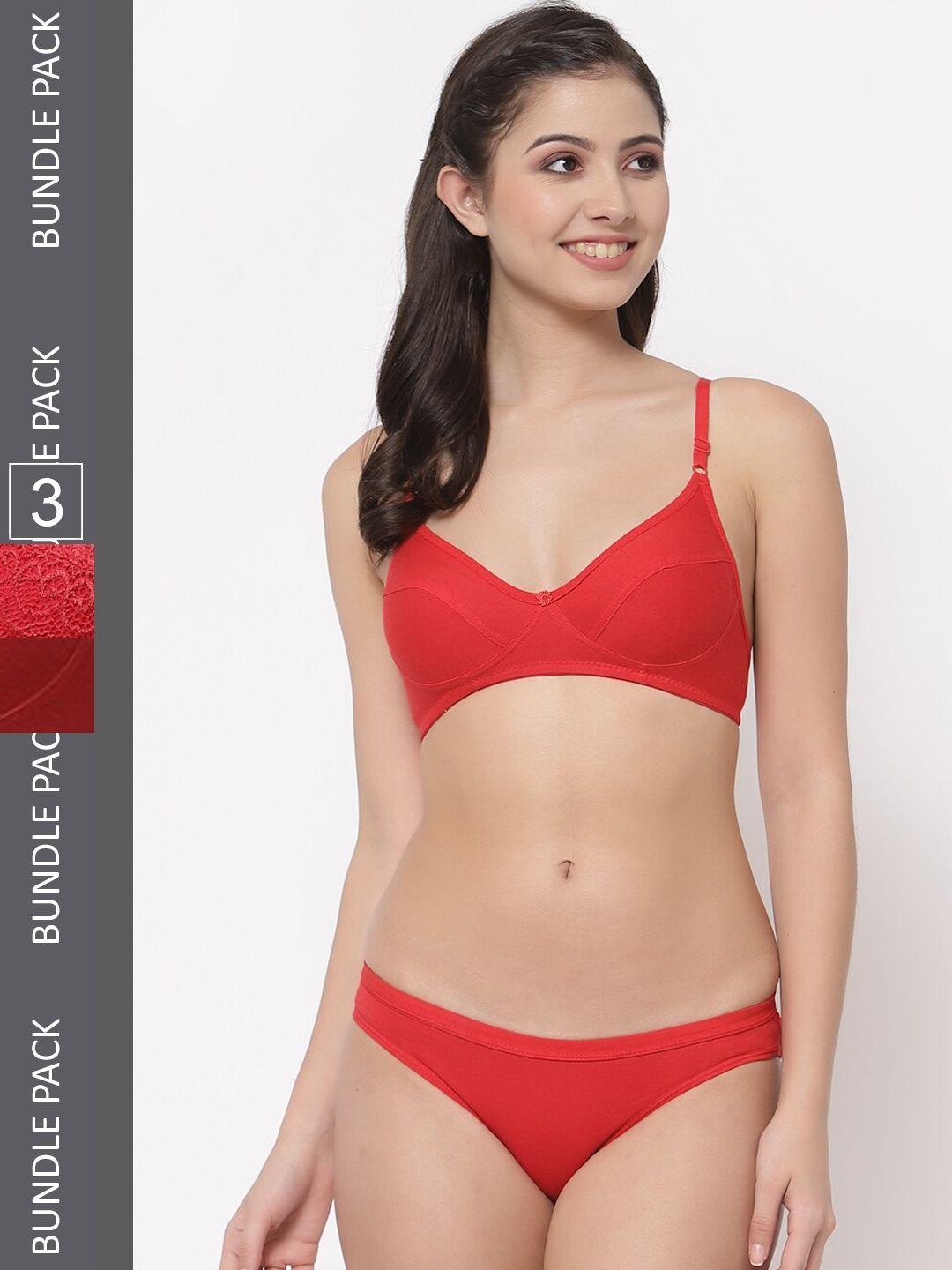 docare pack of 3 self-design non padded lingerie set