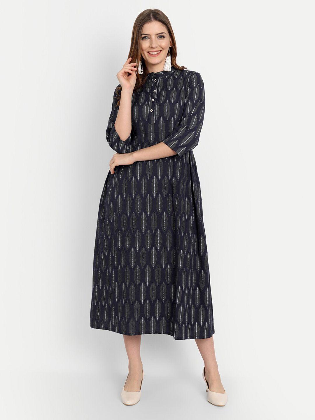 githaan abstract printed a-line midi cotton dress