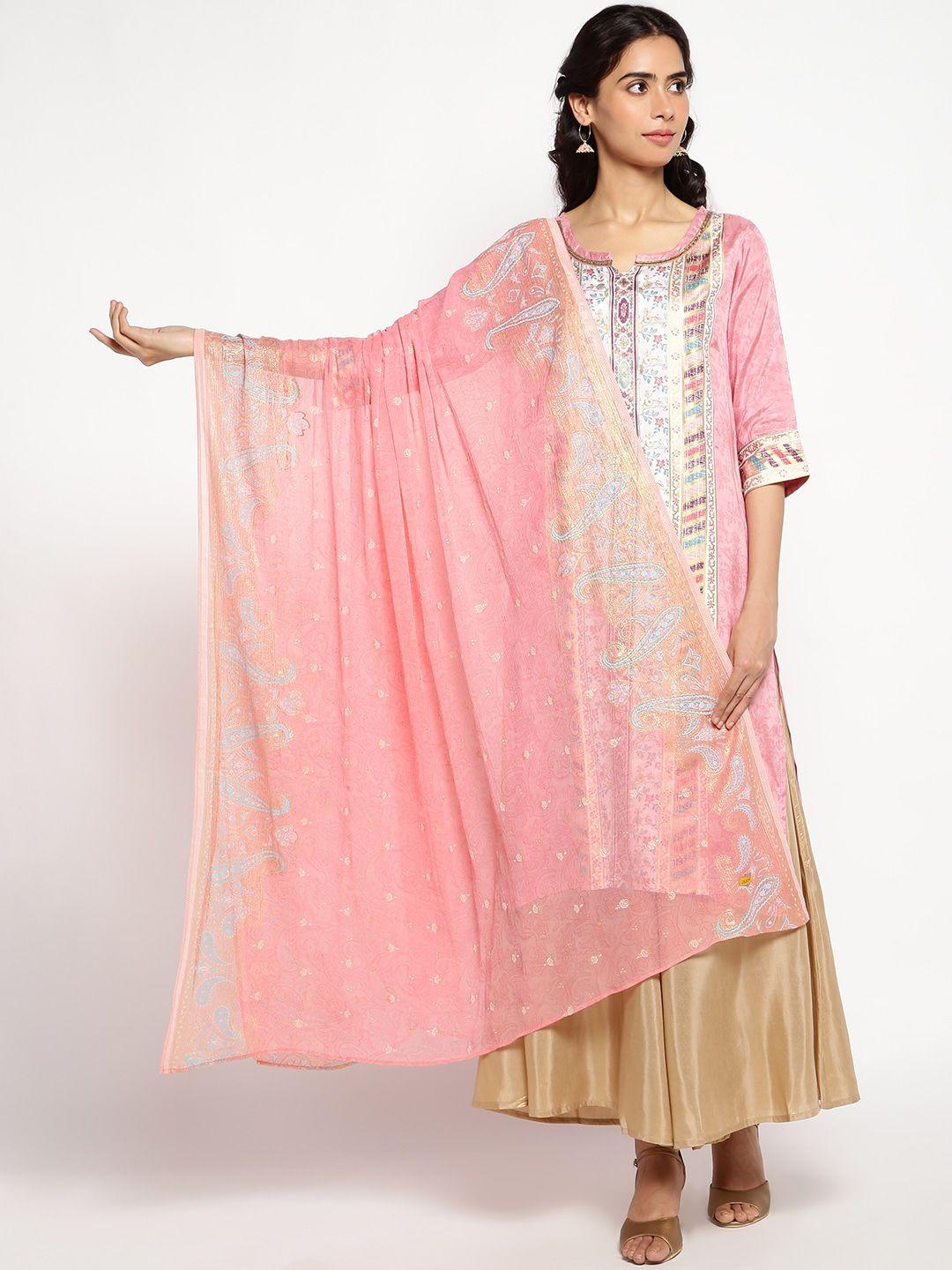 aurelia paisley printed foil print dupatta