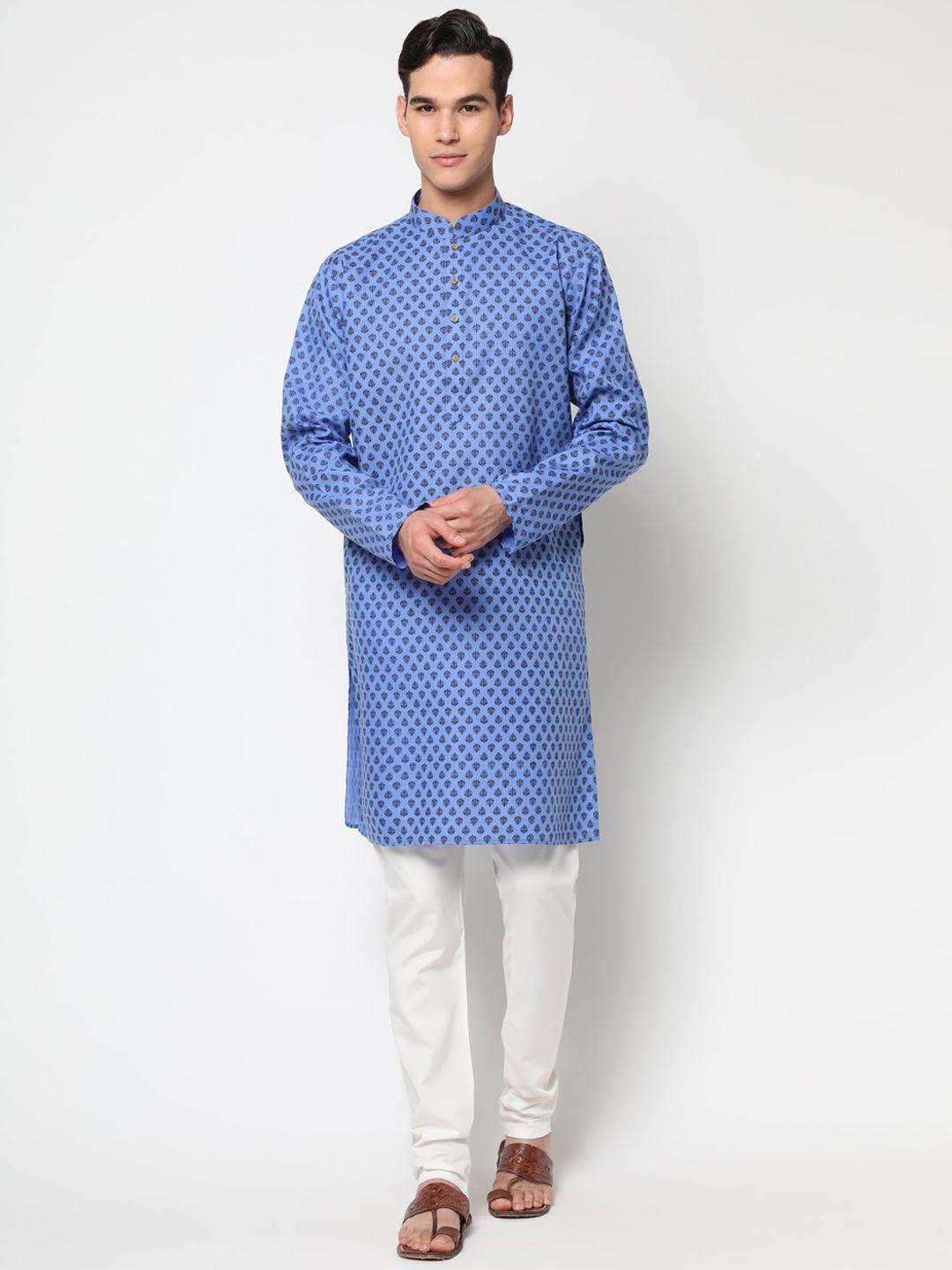 premroop- the style you love men ethnic motifs printed pure cotton kurta with trousers