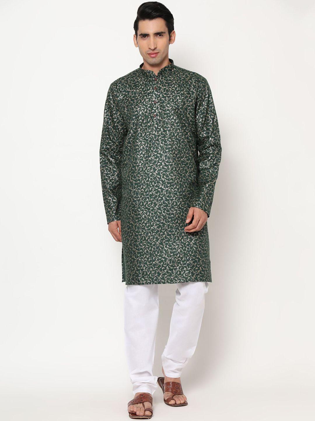 premroop- the style you love men ethnic motifs printed pure cotton kurta with trousers