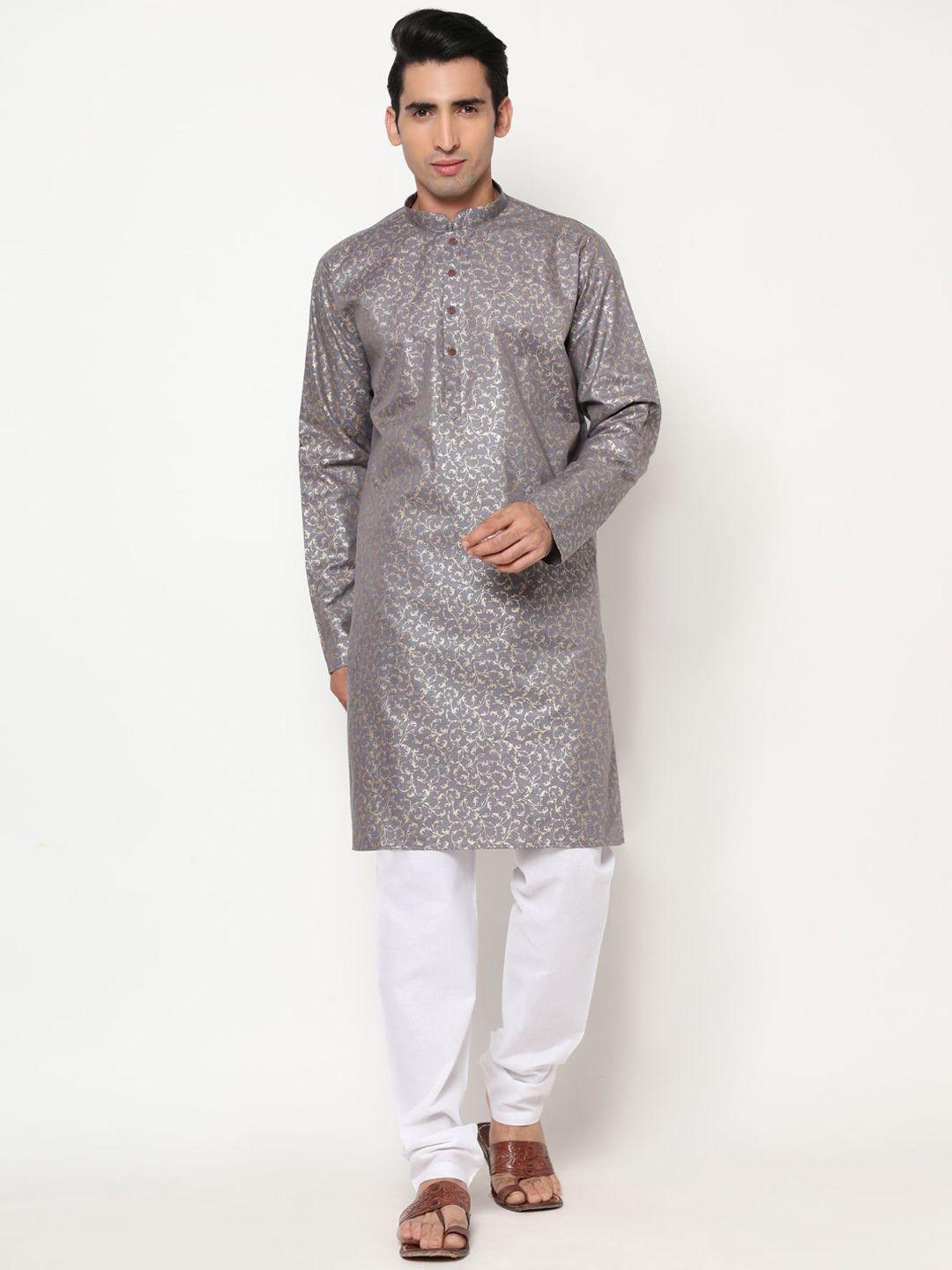 premroop- the style you love men ethnic motifs printed pure cotton kurta with churidar