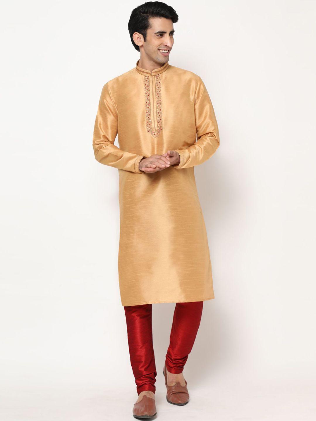 premroop- the style you love men embroidered pure cotton kurta with pyjamas