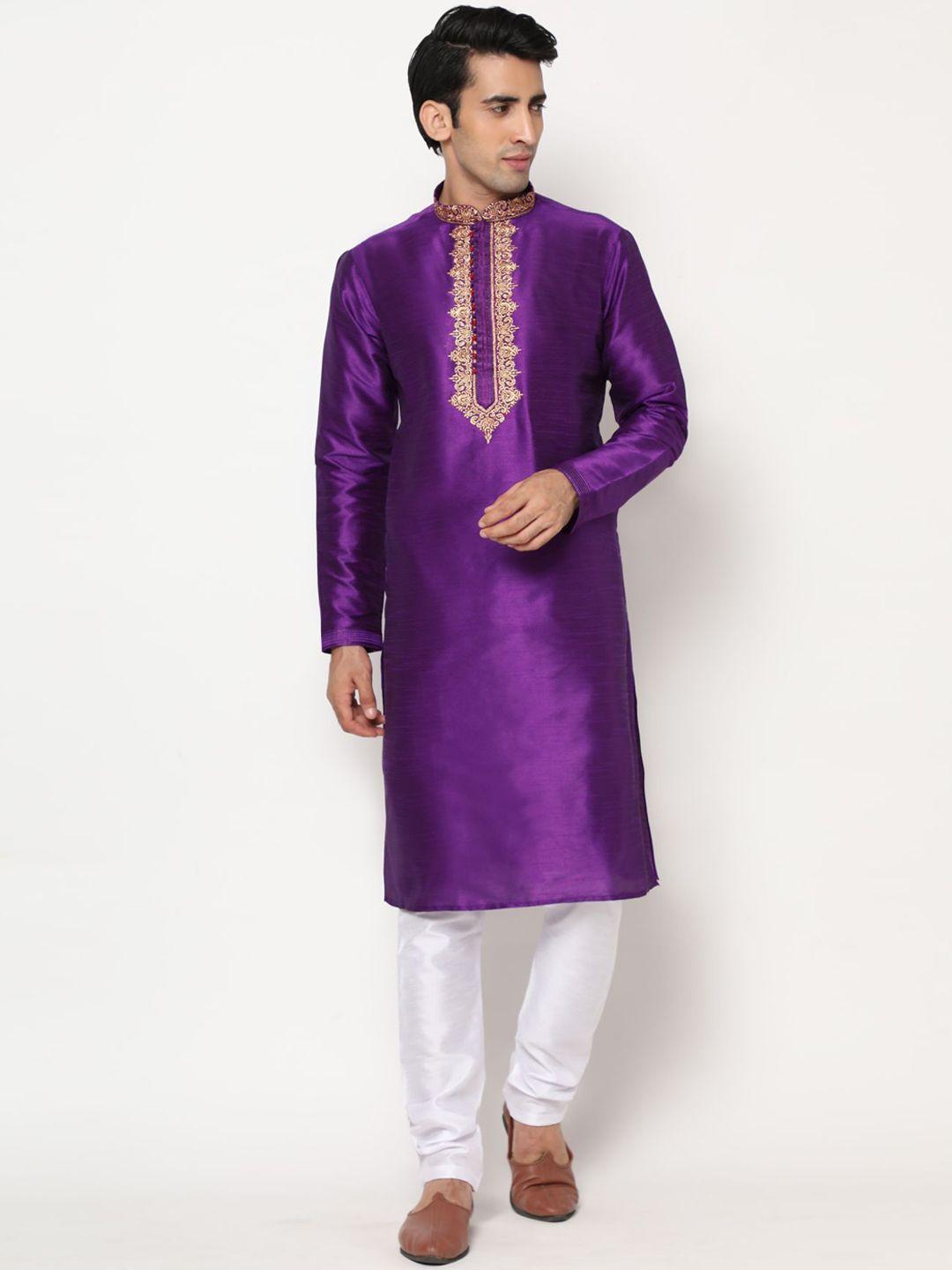 premroop- the style you love men ethnic embroidered pure cotton kurta with pyjamas