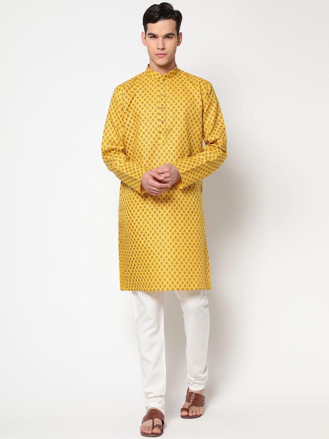 premroop- the style you love men floral printed pure cotton kurta with pyjamas