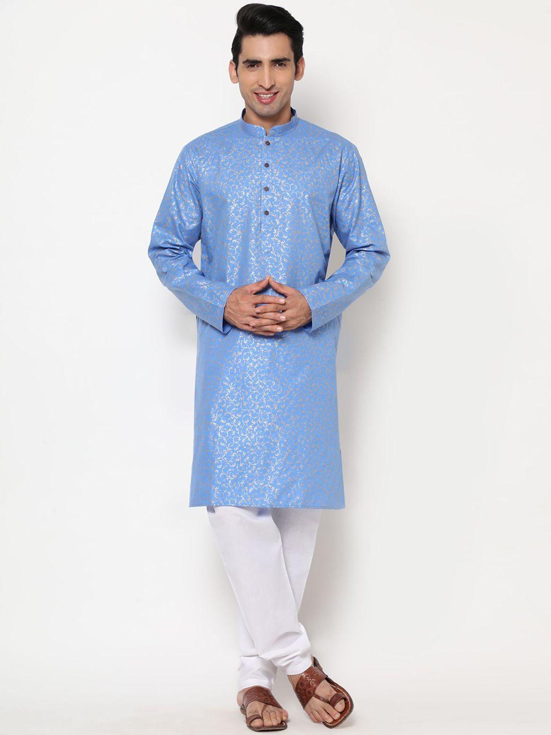 premroop- the style you love men ethnic motifs printed pure cotton kurta with pyjamas