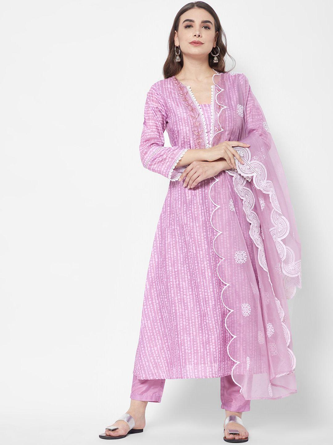 heeposh women printed kurta with trousers & with dupatta