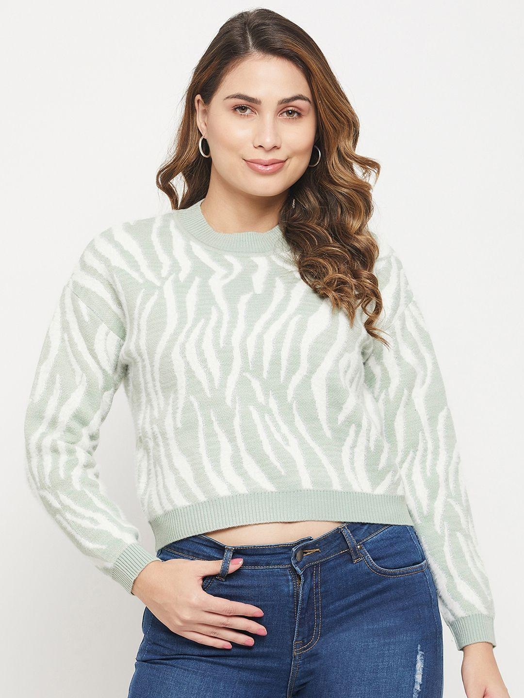 madame women acrylic animal printed crop pullover