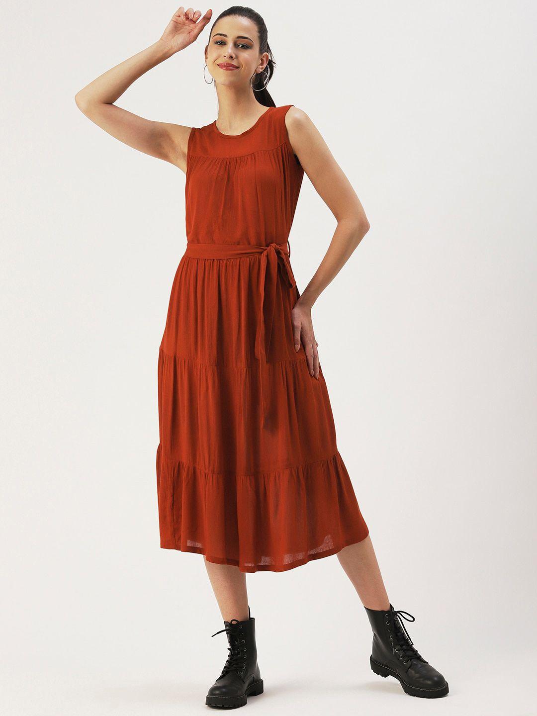 dressberry solid crepe midi dress