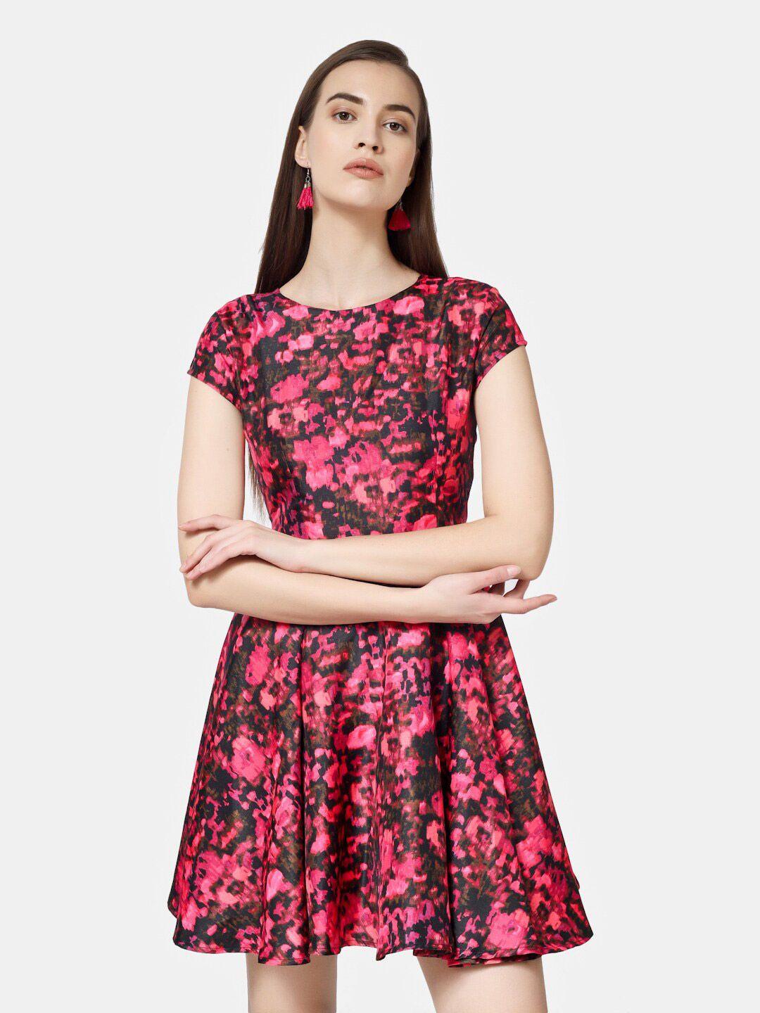 chanira la parezza abstract printed boat neck a-line dress