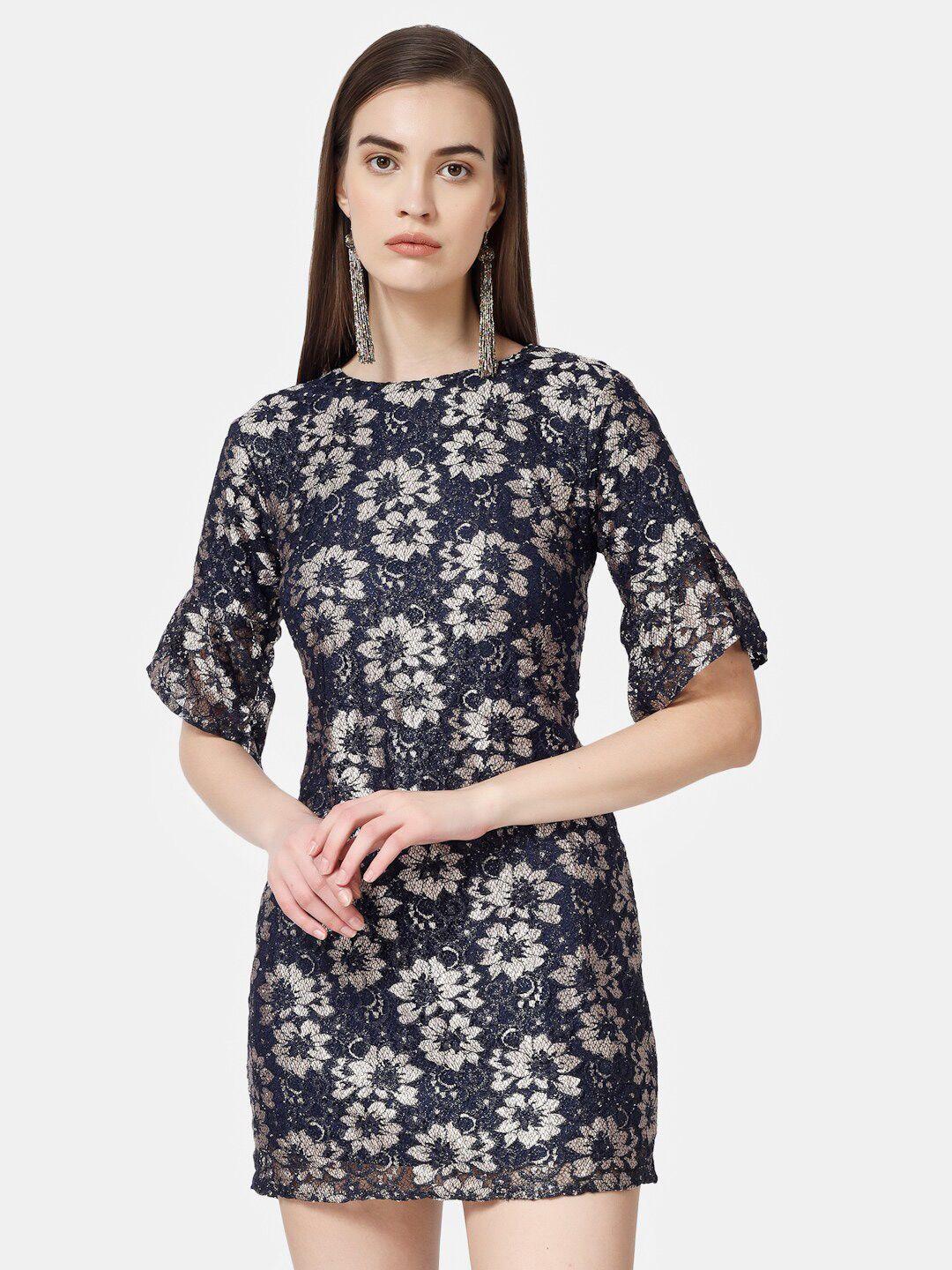 chanira la parezza floral sheath mini boat neck dress